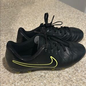 Nike Black Cleats with Neon Green Swoosh
